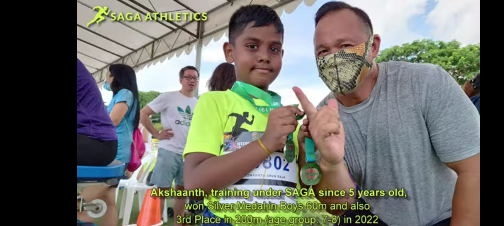 SAGA Athletics youth athletes with Head Coach Rustan during Singapore track and field championships
